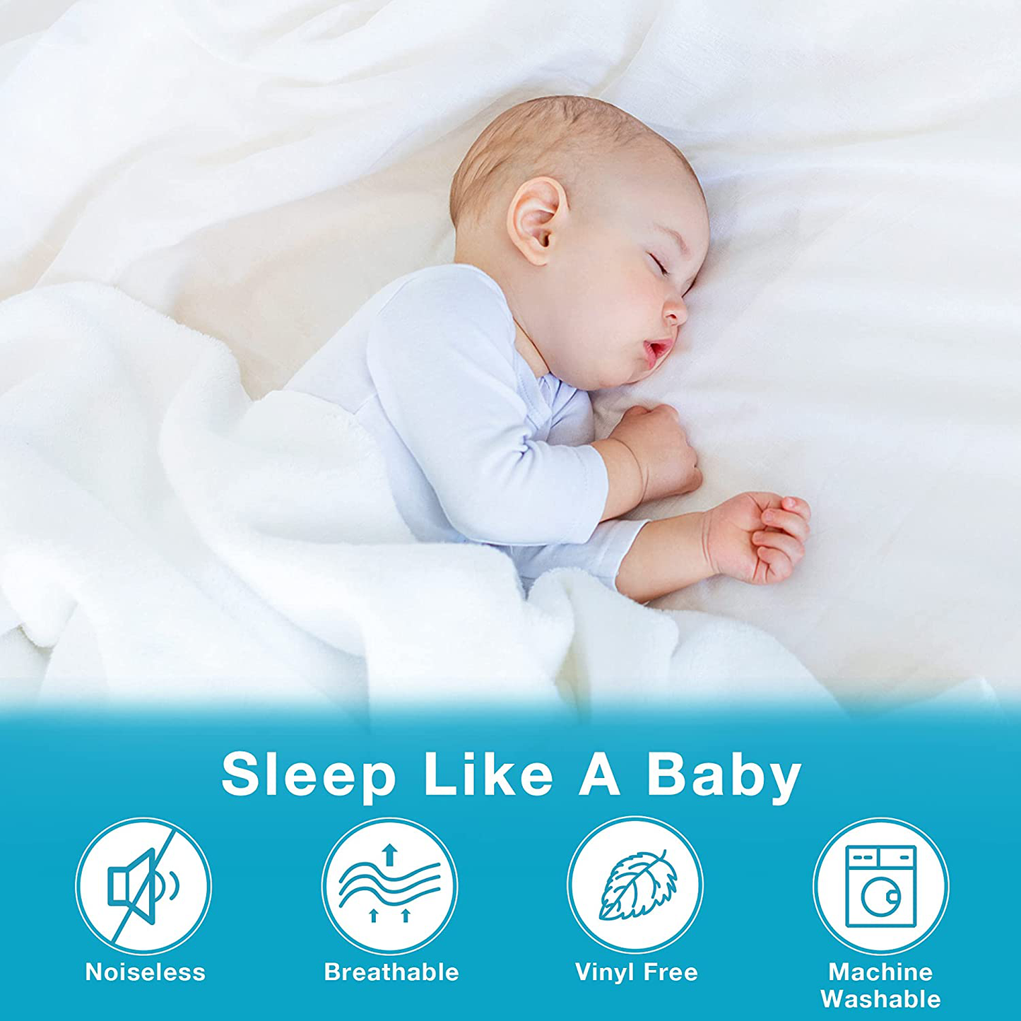 Skorter | Double bed size quilted water-repellent mattress protector, soft mattress protector for double bed, 6-16 inch deep pocket mattress cover, white