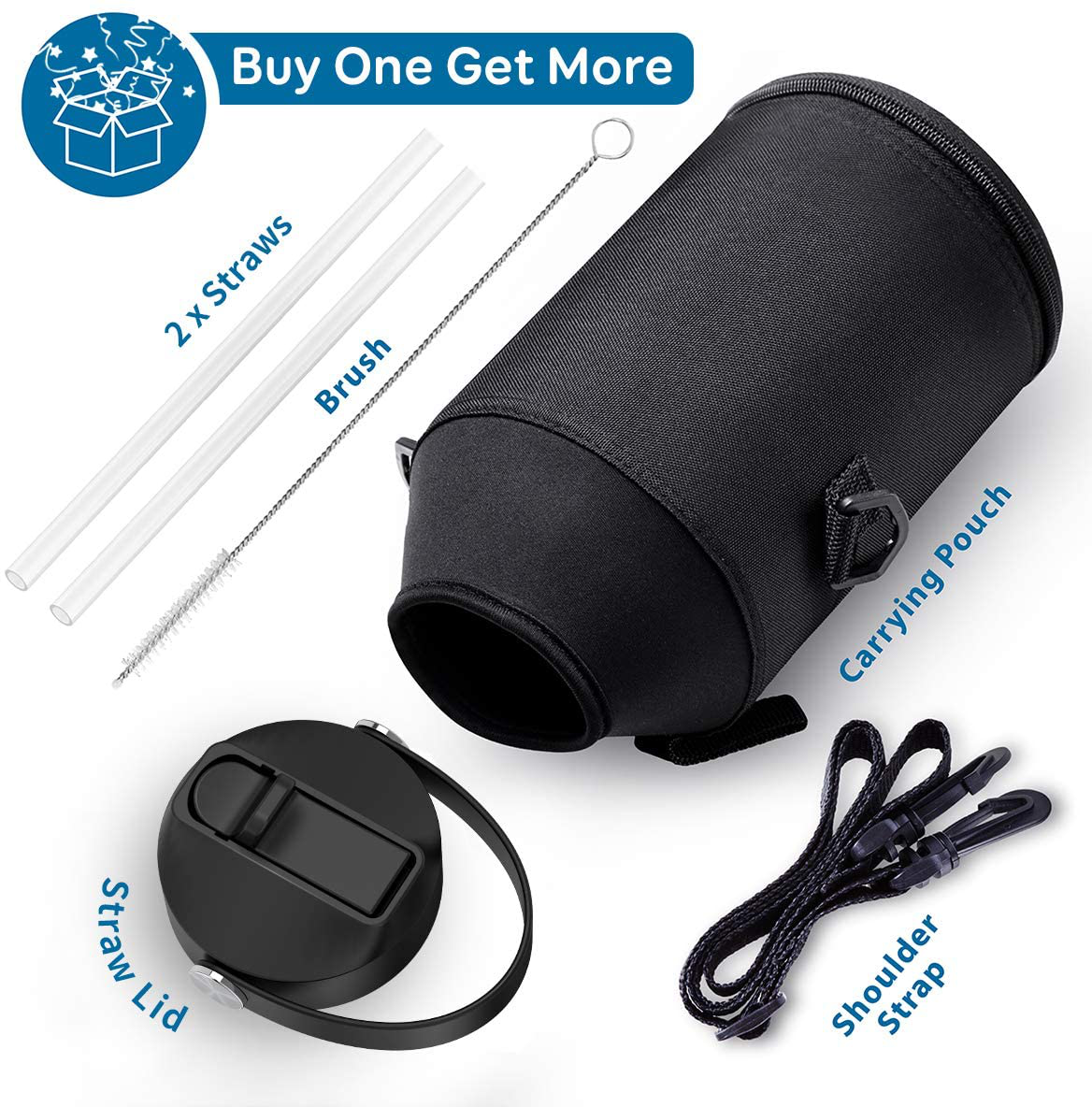 Skorter | BUZIO Insulated Water Bottle with Straw Lid and Flex Cap, 32oz, 40oz, 64oz, 87oz Modern Double Vacuum Stainless Steel Water Bottle, Cold for 48 Hours Hot for 24 Hours Easy Thermos Mug, BPA-Free