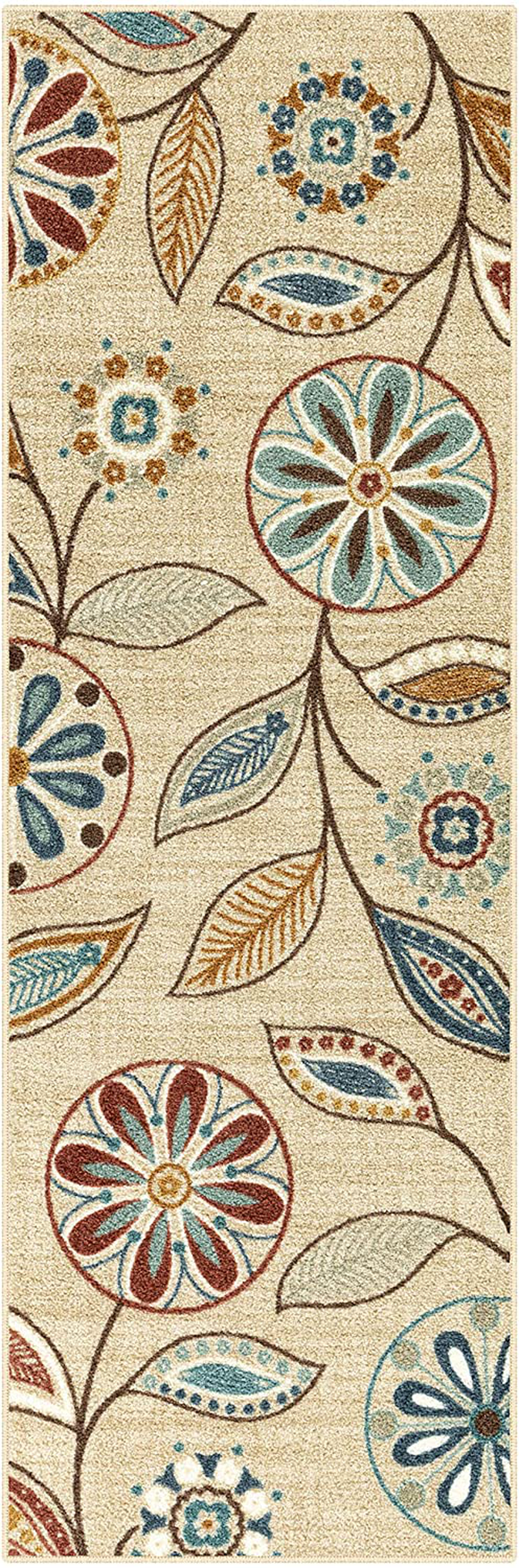 Skørter | Maples Rugs Reggie Floral Runner Rug Non Slip Hallway Entry Carpet [Made in USA], 1'8 x 5, Beige
