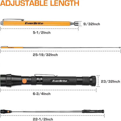 Skorter | 2 Pack Magnetic Pick-Up Tool Set, Telescopic 360 Swivel Expandable Magnetic Tool with LED Light