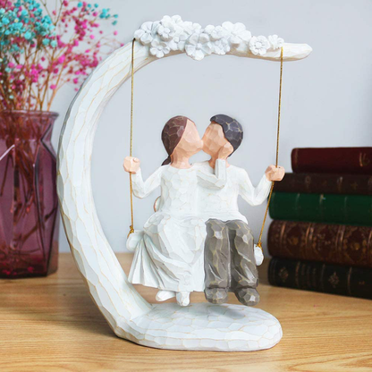 Skørter | Romantic couple figurines in love, 9 inch hand-painted sweet loving together couple sculpture to commemorate beautiful moments - Best gift for Valentine's Day, anniversary, wedding