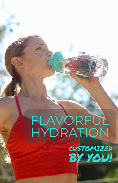 Skorter | AquaFrut 32 OZ Fruit Infuser Water Bottle BPA-Free Fruit Infusion Sports Bottle - Flip Top Lid with Drinking Spout, Leak-Proof, Made of Durable Tritan. Free Recipe eBook! (Teal)