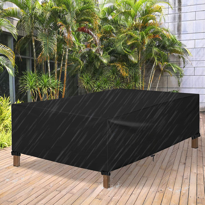 Skorter | Essort Outdoor Furniture Protection Waterproof Patio Table Cover, 4-6 Seats Heavy Duty Windproof Square Garden Table Sofa Cover, UV-Resistant (83.5''X48.4''X29'')