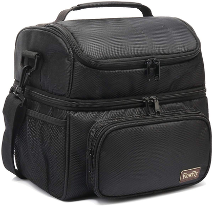 Skorter | Flowfly Double Layer Cooler Insulated Lunch Bag Adult Lunch Box Large Tote Bag For Men, Women, With Adjustable Strap, Front Pocket And Double Large Mesh Side Pockets, Multicam