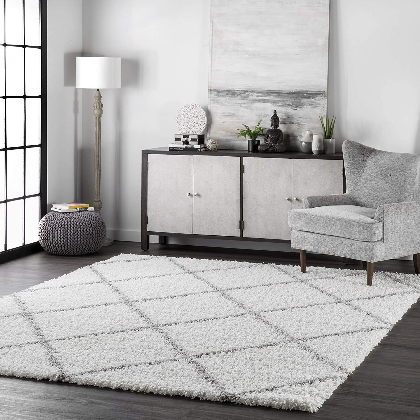 Skørter | nuLOOM Tess Cozy Soft & Plush Modern Area Rug, 4' Square, White