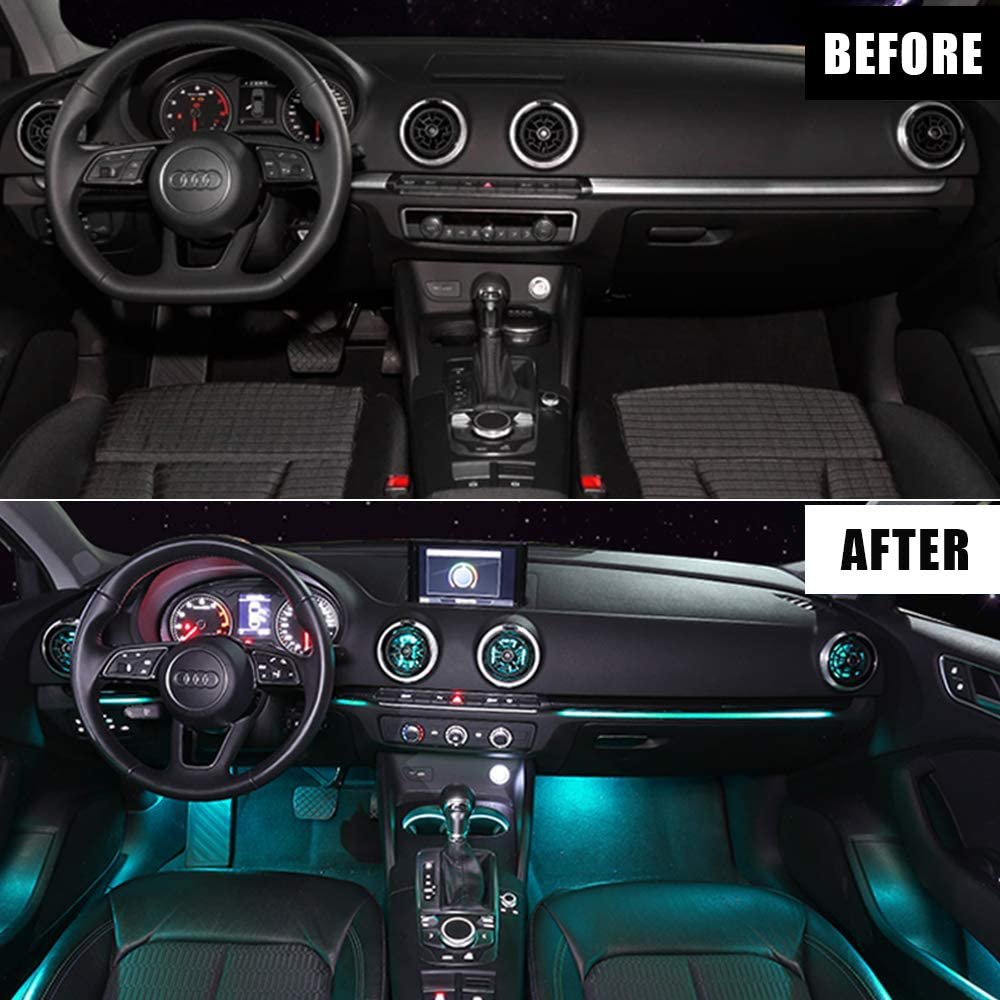 Skorter | SUNPIE Car Interior Lights, Car Strip Lights with App and Remote Control Waterproof LED Atmosphere Car Lights Comes with 48 LED Chips 2.7 m Length Indoor Lights with DC 12V Car Adapter Synchronize with Music