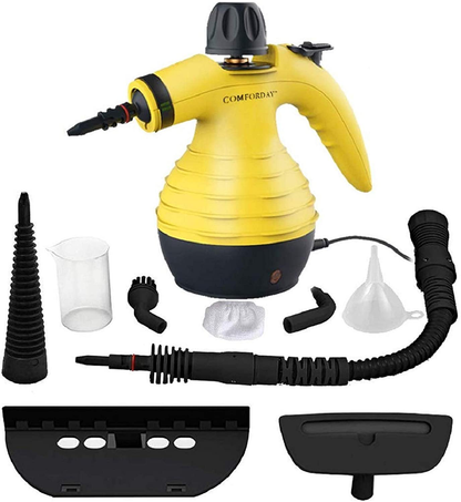 Skorter | Comforday Handheld Pressure Steam Cleaner - Multi-Purpose Eco-Friendly Steam Cleaner with 9-Piece Accessory Steam Cleaning Machine for Dust Removal, Curtains, Car Seats, Floors, Windows