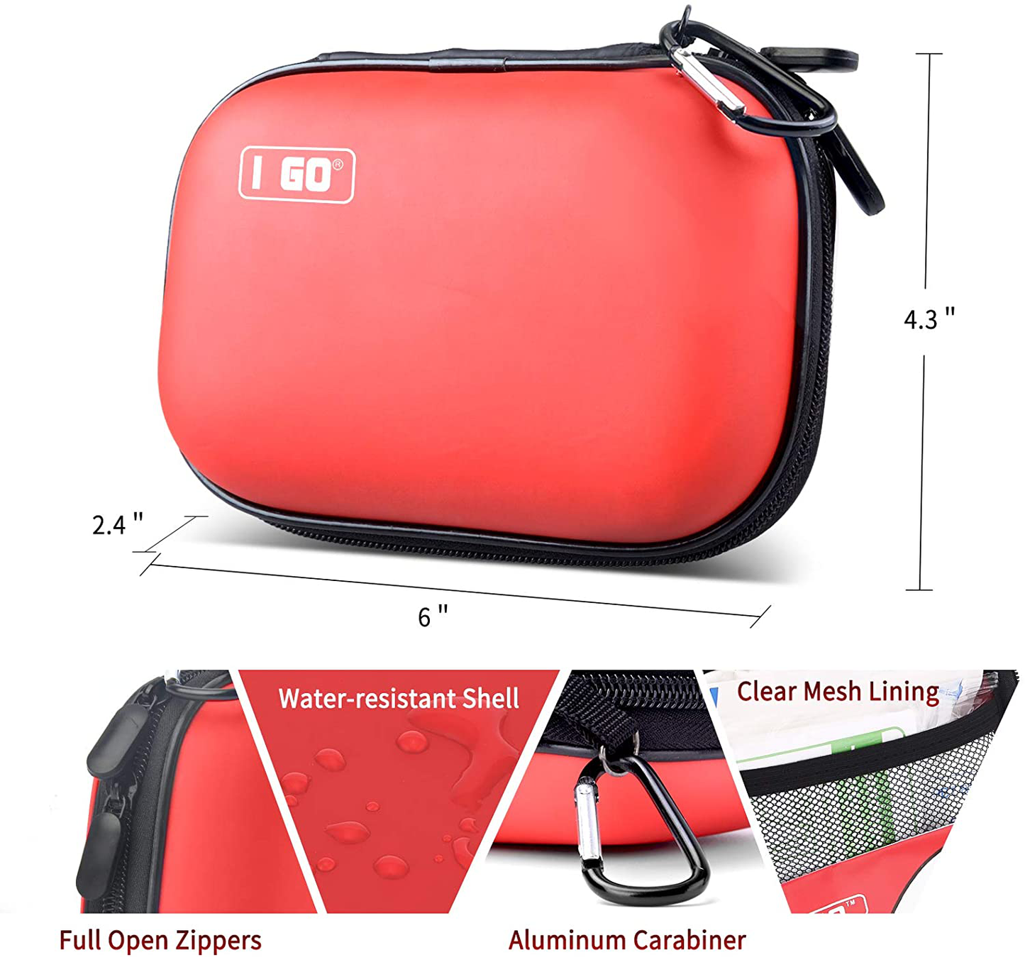 Skørter | I GO 85 Pieces Hard Shell Mini Compact First Aid Kit, Small Personal Emergency Survival Kit for Travel Hiking Camping Backpacking Marine Vehicle