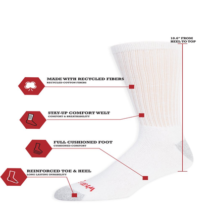 Skorter | 12 Pair Pack Men's Padded Crew Work Socks