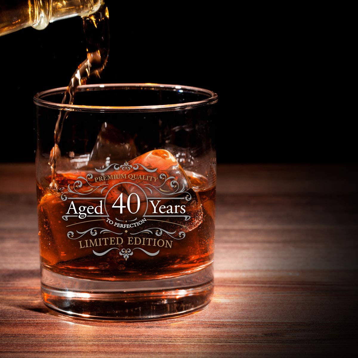 Skorter | 1981 Vintage Edition Birthday Whiskey Scotch Glass (40th Anniversary) 11 oz- Vintage Congratulations on your birthday Old Fashioned Whiskey Glasses for 40-year-old- Classic Lowball Rocks Glass- Birthday, Reunion Gift