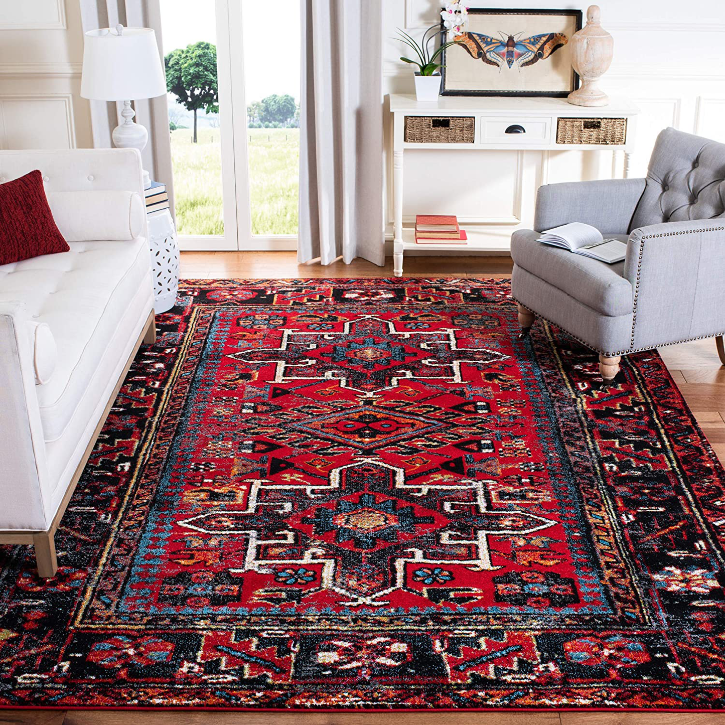 Skørter | Safavieh Vintage Hamadan Collection VTH211A Oriental Traditional Persian Non-Shedding Living Room Bedroom Accent Area Rug, 4' x 6', Red / Multi