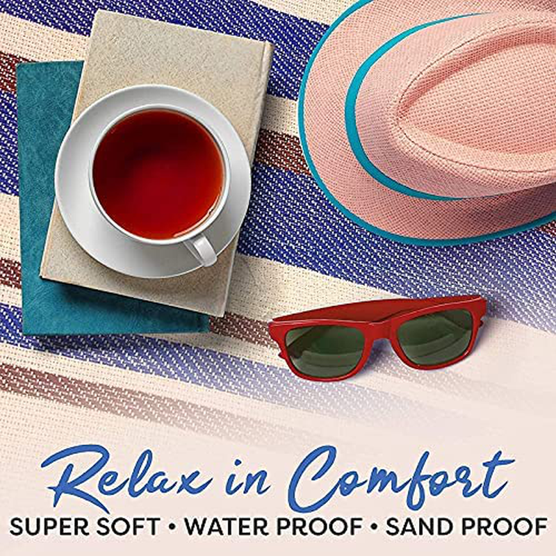 Skørter | Extra Large Picnic Blanket Double Layer for Outdoor Waterproof Practical Food Tote Our Summer Blue and White Striped for the Beach, Camping on Grass