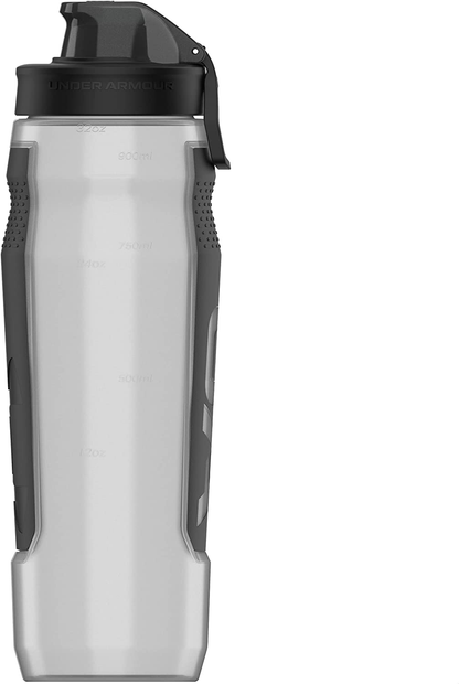 Skorter | Under Armour 32oz Playmaker Squeeze Water Bottle, Sanitary Lid Sleeve, High Flow Nozzle, Anti-Slip Handle, Finger Loop Carry, Fits in Bike Holder, Cycling, Gym, Hiking, All Sports