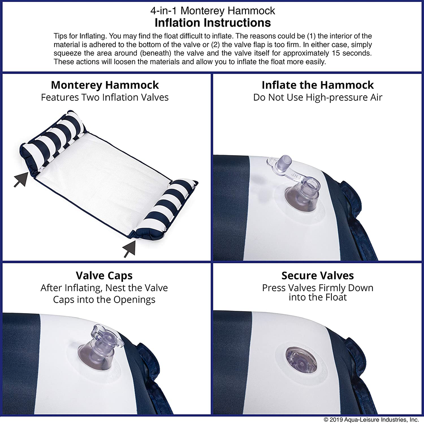 Skorter | Aqua 4-in-1 Monterey Hammock XL (Longer/Wider) Inflatable Swim Boat Chair, Water Hammock, Burgundy/Navy Stripes