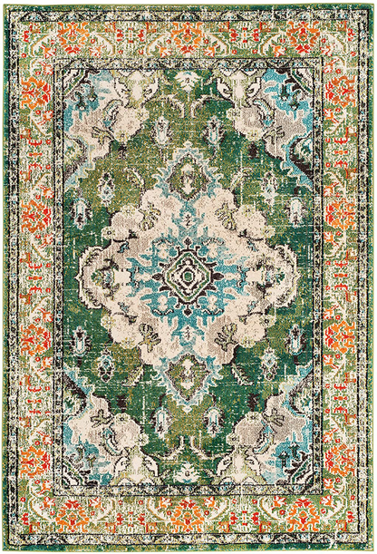 Skørter | Safavieh Monaco collection MNC243G Boho Chic Medallion Distressed Non-Shedding Stain Resistant Living Room Bedroom Accent Rug, 2'2" x 4', Gray / Light Blue
