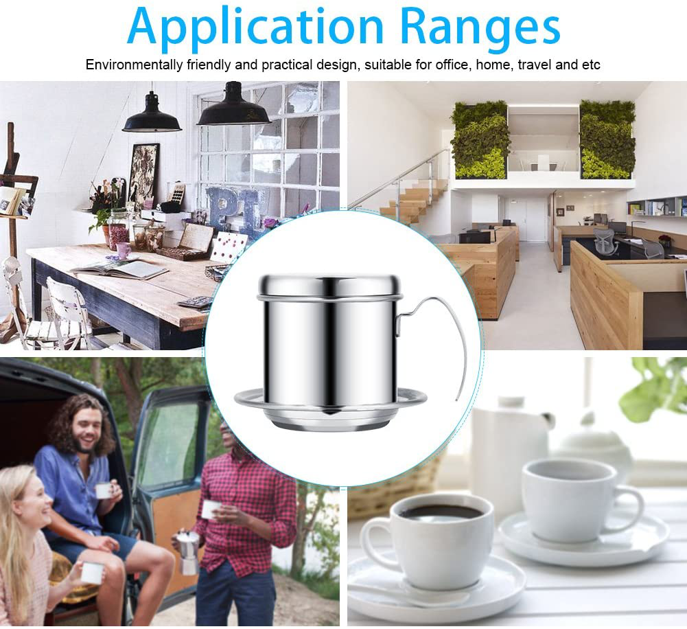 Skørter | Stainless Steel Drip Coffee Filter Holder Vietnamese Style Drip Coffee Pot Infuser Ideal for On the Go/Home (Gold)