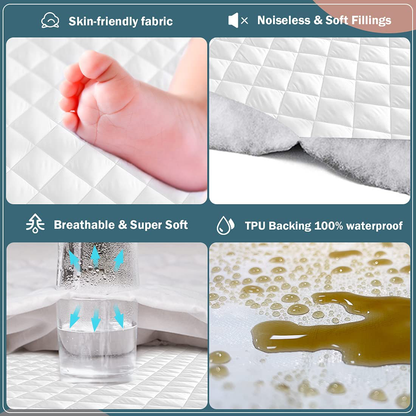 Skorter | Unilibra 100% waterproof quilted mattress protector Cal King size, 6''-25'' deep pocket mattress protector cover, breathable, hollow cotton alternative filled mattress topper