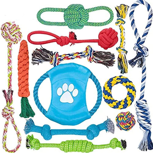 Skorter | 12 Pack Dog Dental Toys for Large Dogs - Aggressive Chewers, 100% Cotton for Teeth Cleaning