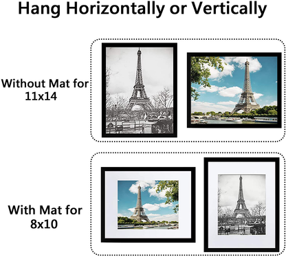 Skørter | upsimples 11x14 Picture Frame Set of 5, Display Pictures 8x10 with Mat or 11x14 Without Mat, Wall Gallery Photo Frames, Black