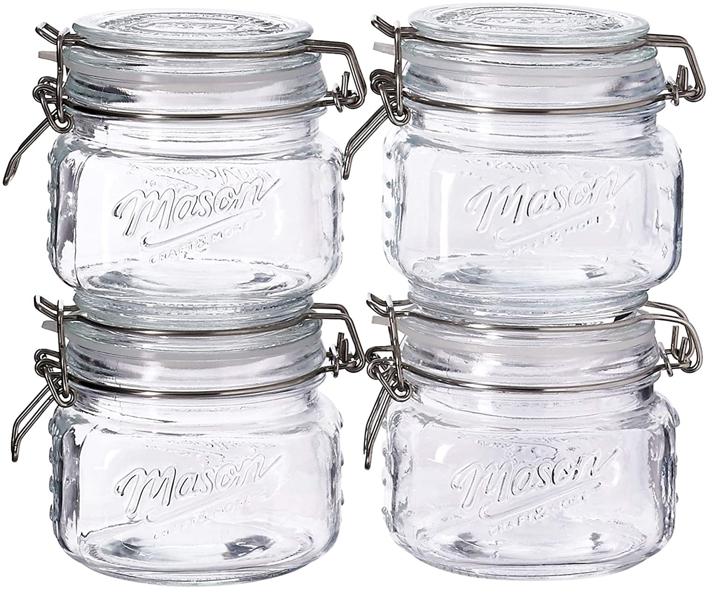 Skorter | Mason Craft & More Clear Glass Clamp Jars, 17oz Mini Short 4pk