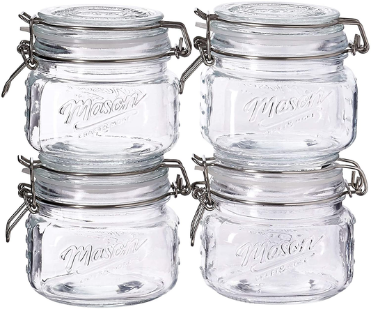 Skorter | Mason Craft & More Clear Glass Clamp Jars, 17oz Mini Short 4pk