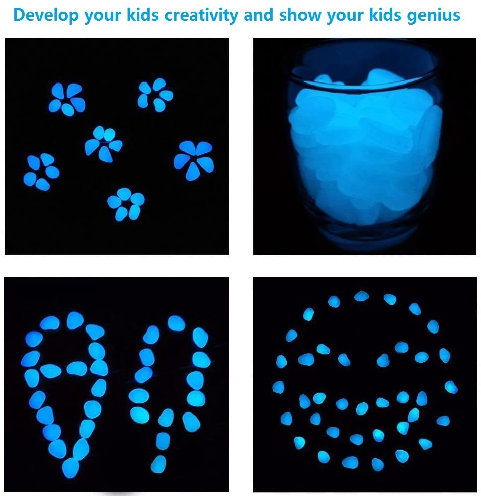 Skørter | chic style 300pcs Glow in the Dark Garden Stones, Garden Luminous Glow Stones Outdoor Decor Glowing Water Fish Tank Gravel (Blue)