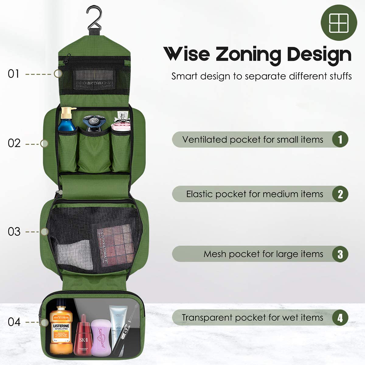 Skorter | Dopobo Travelling Toiletry Bag Portable Hanging Water-Resistant Wash Bag for Travelling, Business Trip, Camping