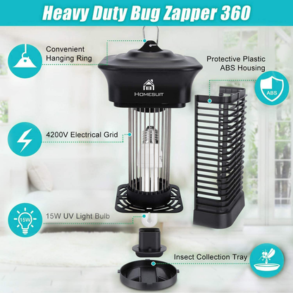 Skørter | Homesuit Bug Zapper 15W for Outdoor and Indoor, High Power 4000V Electric Mosquito Trap, Waterproof Insect Fly Catcher Outdoor, Electric Light Bulb Lamp for Home Backyard Terrace