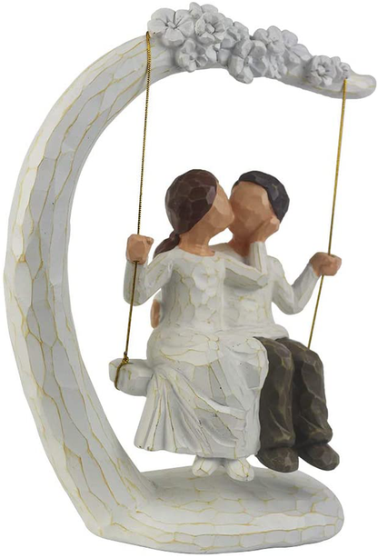 Skørter | Romantic couple figurines in love, 9 inch hand-painted sweet loving together couple sculpture to commemorate beautiful moments - Best gift for Valentine's Day, anniversary, wedding