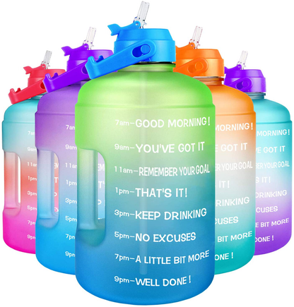 Skorter | 1 Gallon Water Bottle - with Straw & Motivational Time Marker Leakproof BPA Free