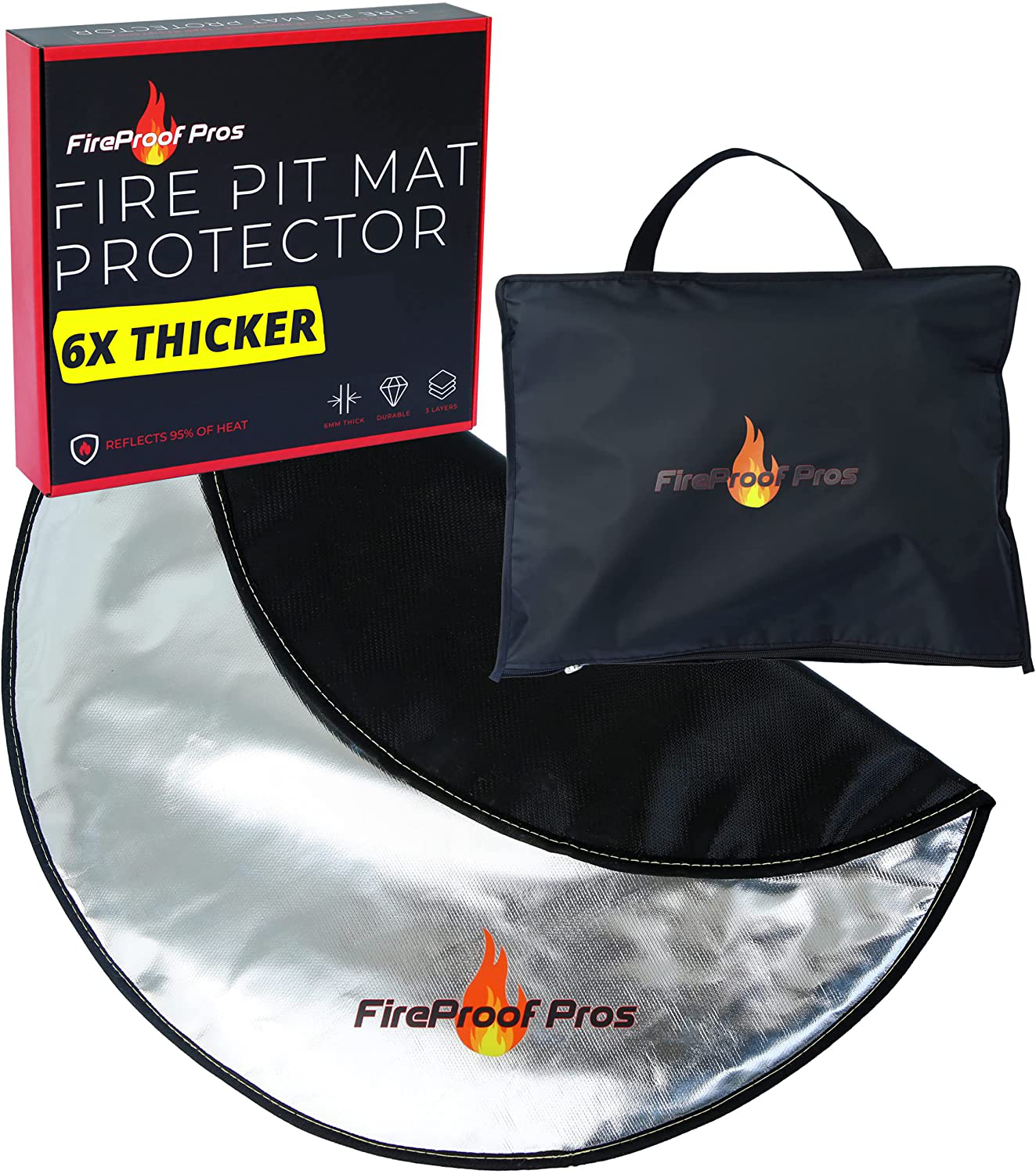 Skorter | Fireproof Pros 24" Round Fireplace Mat for Decks, Patios, Grass, and Concrete. Non-flammable Heat Resistant Fireproof Mat / Ember Mat. 3-layer Pad Protector for Under the Fireplace