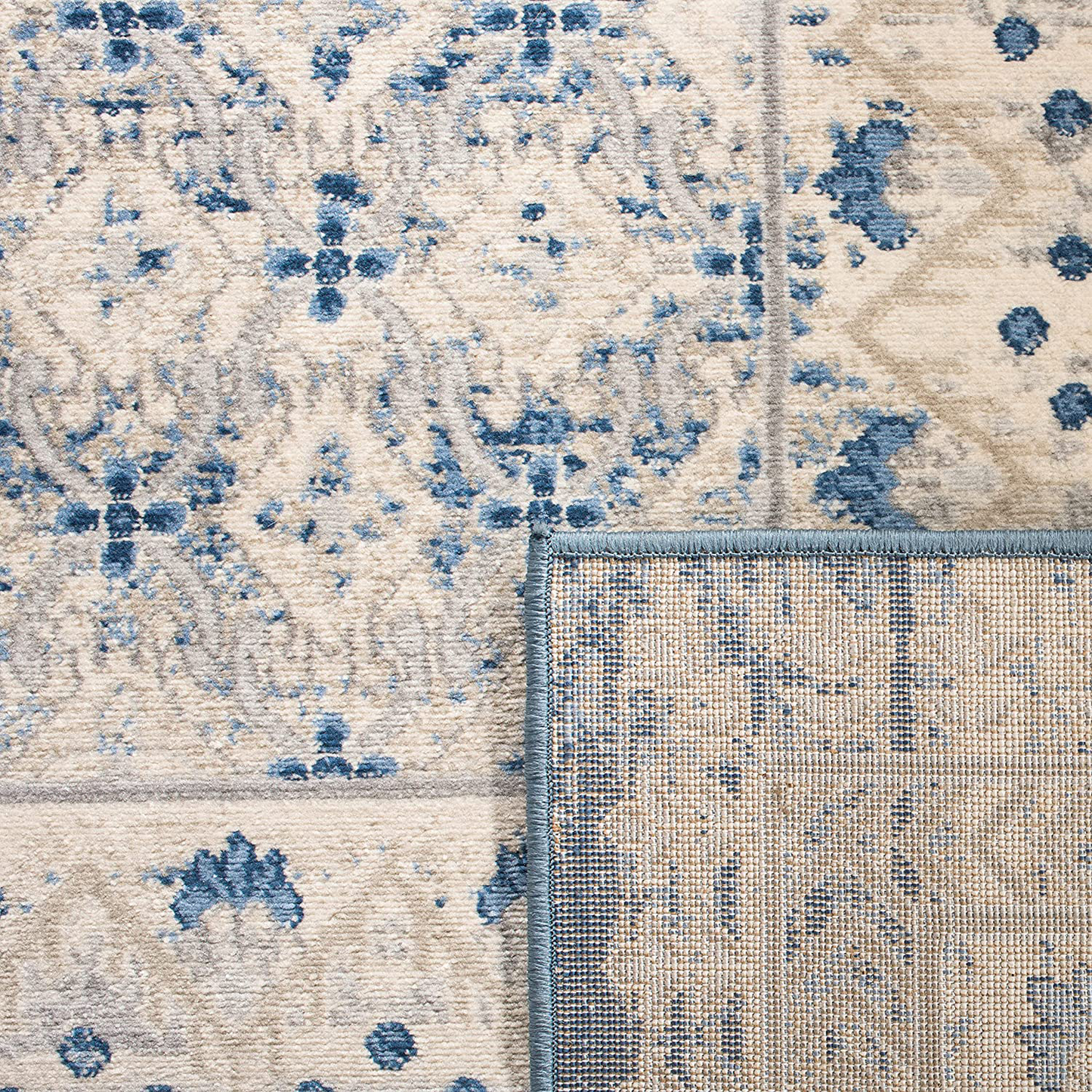 Skørter | Safavieh Brentwood Collection BNT899C Traditional oriental distressed non-shedding stain-resistant living room bedroom area rug, 3' x 5', Ivory / Light grey