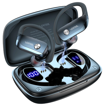 Skorter | LED Screen Over-Ear Wireless Earbuds Bluetooth Headphones 48 Hours Gaming With Built-in Microphone