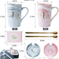 Skørter | Jumway Mr and Mrs Coffee Mugs - Wedding Gifts for Bride and Groom - Gifts for Bridal Shower Engagement Wedding and Gift Couple Anniversary - Ceramic Marble Mugs 14 Oz Pink
