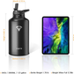 Skørter | 64 oz Insulated Water Bottle, Triple Half Gallon Vacuum Stainless Steel Sports Water Jug with 3 Lids & Brushes, BPA-free Reusable Triple Wall Thermo Cup Jug for Sports Outdoor Camping, Black