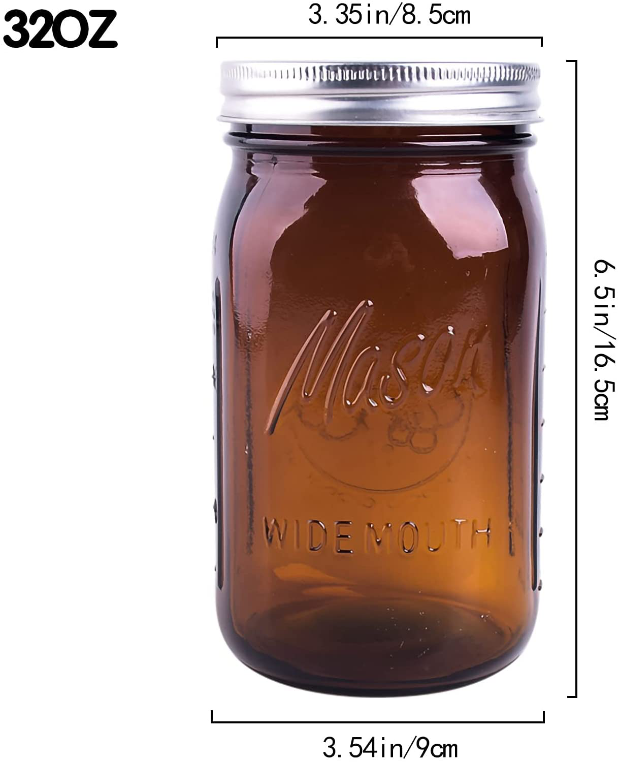 Skorter | Eleganttime Amber Glass Mason Jars 32 Oz Wide Mouth With Airtight Lids And Bands 6 Pack Large Glass Canning Mason Jars With Lids Quart Wide Mason Jars, Great For Canning Jar Pickle Fermenting Jam Jar