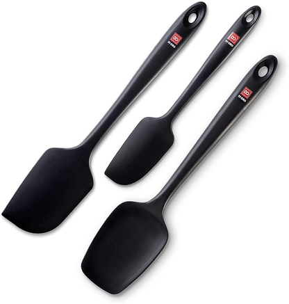 Skørter | DI ORO Seamless Series 3-Piece Silicone Spoon Set - 600°F Heat Resistant Non Stick Rubber Kitchen Spatula for Cooking, Baking, and Mixing – BPA Free and LFGB Certified Silicone (Black)