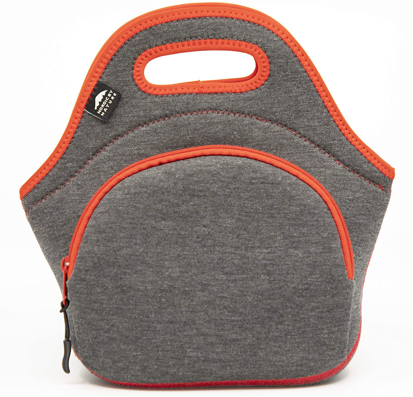 Skørter | Nordic By Nature Neoprene Lunch Bag for Women & Lunch Bag for Children Insulated Lunch Bag Reusable Washable Extra Thick Neoprene & Soft Cotton Feel, Premium Stitching, External Pocket, (M) Dark Gray/Red