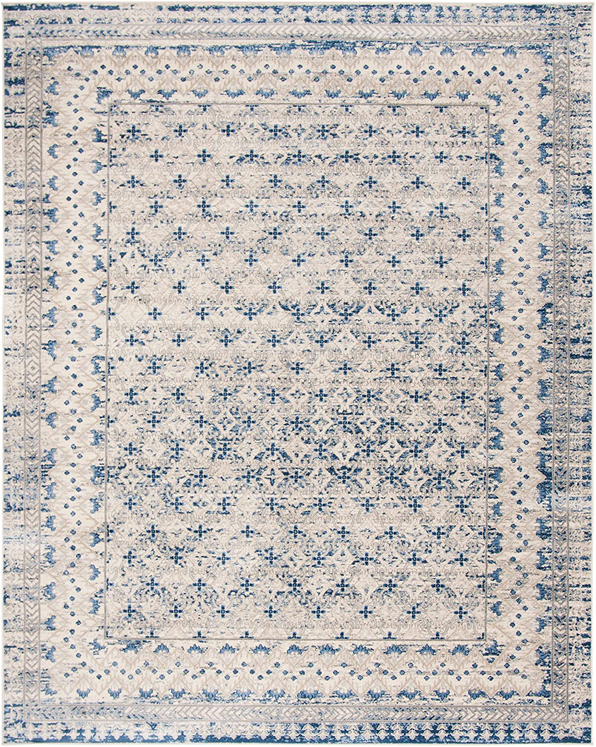 Skørter | Safavieh Brentwood Collection BNT899C Traditional oriental distressed non-shedding stain-resistant living room bedroom area rug, 3' x 5', Ivory / Light grey