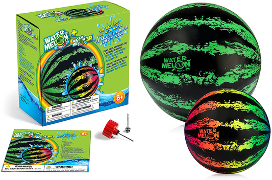 Skorter | Watermelon Ball Combo Pack | The ultimate swimming pool game | Pool ball for underwater passing, dribbling, diving, and pool games for teenagers, kids, or adults | 9" and 6.5" balls filled with water