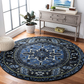 Skørter | Safavieh Vintage Hamadan Collection VTH211N Oriental Traditional Persian Non-Shedding Stain Resistant Living Room Bedroom Area Rug 3' x 3' Round Light Blue/Black