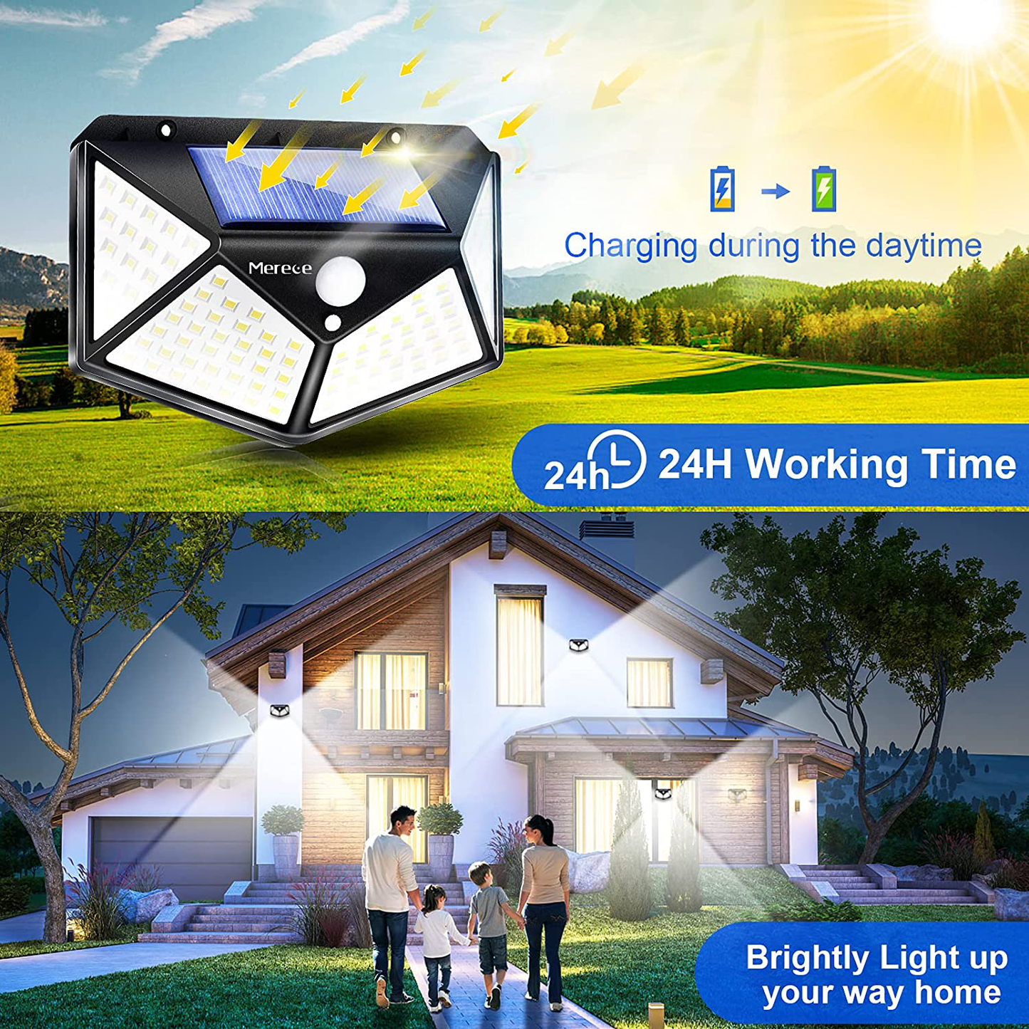 Skørter | 6 Pack Solar Outdoor Lights, 100LED/3 Modes 270° Lighting Angle Motion Sensor Security Lights, Wireless IP65 Waterproof