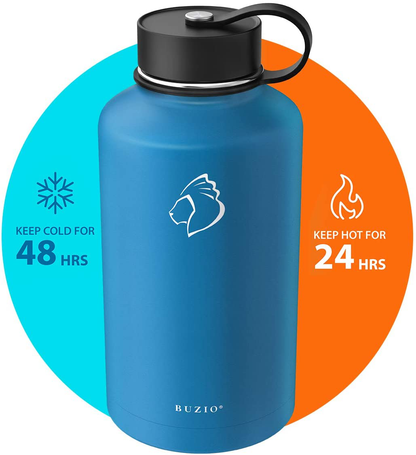 Skorter | BUZIO Insulated Water Bottle with Straw Lid and Flex Cap, 32oz, 40oz, 64oz, 87oz Modern Double Vacuum Stainless Steel Water Bottle, Cold for 48 Hours Hot for 24 Hours Easy Thermos Mug, BPA-Free