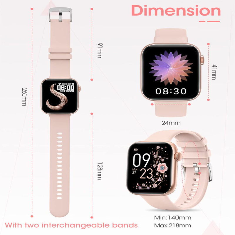 Skørter | Women's Smart Watch, 1.83 inch, IP67 Waterproof Outdoor Workout Tracker with AI