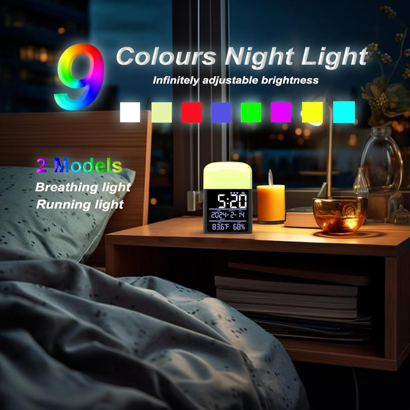 Skørter | Digital Sunrise Alarm Clock - 9 Color Night Light
