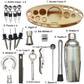 Skørter | 24 Pcs 750ml Cocktail Shaker Set with Stand, Stainless Steel