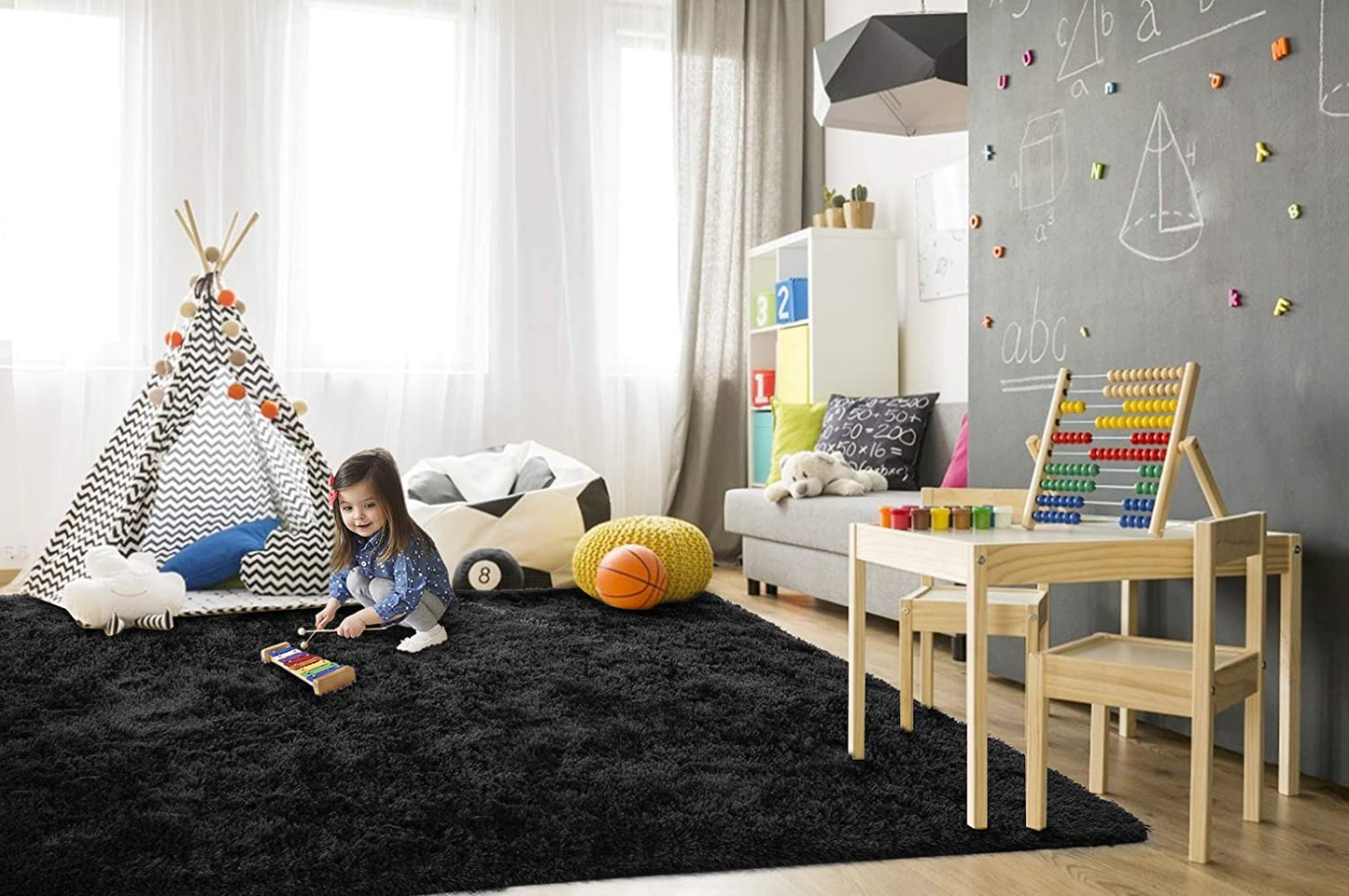 Skørter | TWINNIS Super Soft Shaggy Rugs, Fluffy Rugs, 4x5.9 Feet, Indoor Modern Plush Area Rugs for Living Room Bedroom Children's Room Nursery Home Decor, Upgraded Anti-Slip Durable Rectangular Fuzzy Rug, Indigo