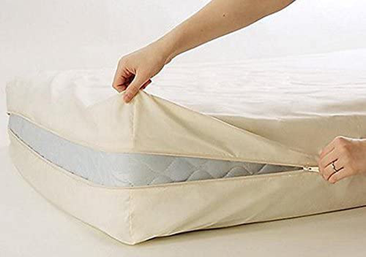 Skorter | 100% Cotton Fleetwood Cotton Mattress Protector, Twin Size, Zipper Around Mattress