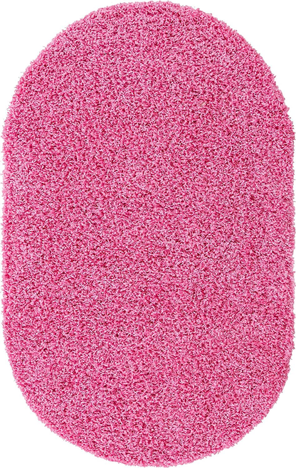 Skørter | Unique Loom Solo Solid Shag Collection Area Modern Plush Rug Luxurious & Soft, 3' 3" x 5' 3", Bubble Foam Pink