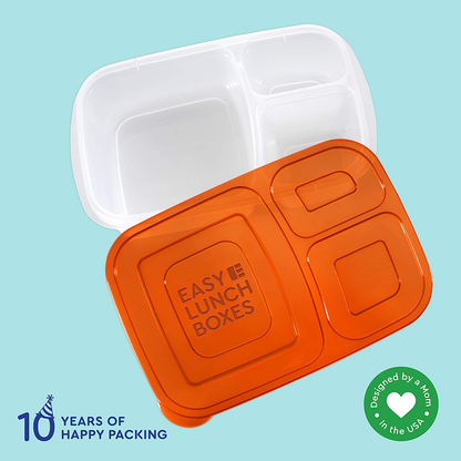 Skorter | Easylunchboxes - Bento Lunch Boxes - Reusable 3-Compartment Food Containers For School, Work, And Travel, Set Of 10, (Classic)